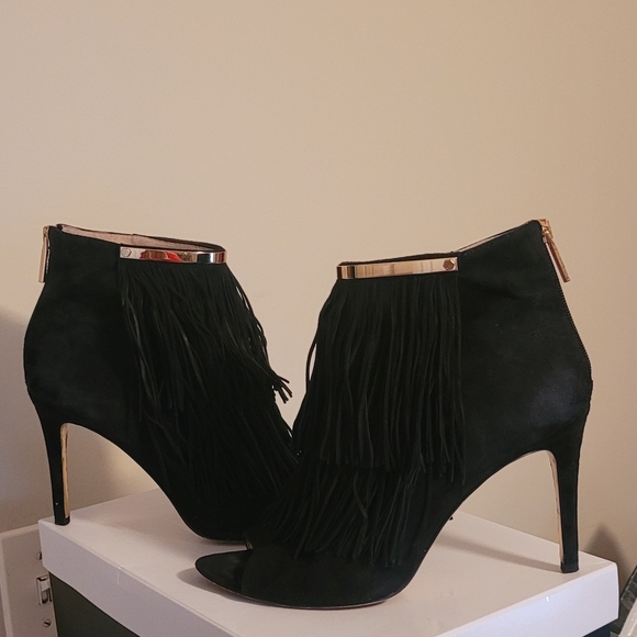 Michael Kors Black suede peeptoe booties - Picture 2 of 4